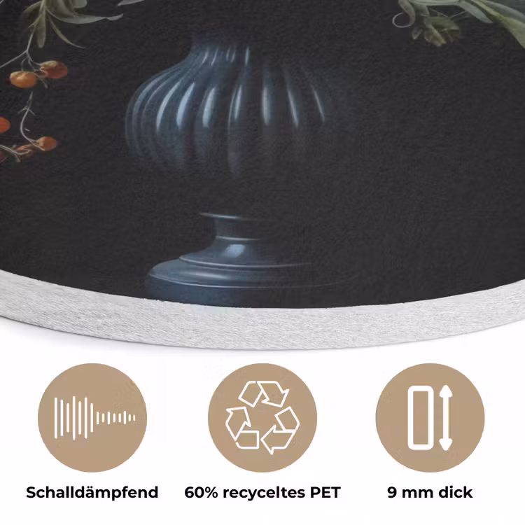Bloemstuk - Vaas - Zwart Akoestische PET Vilt - Rond klein -closeup_DE