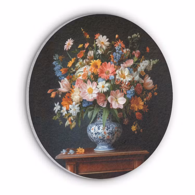 Boeket - Roze - Bloemen - Vaas Akoestische PET Vilt - Rond klein -3d