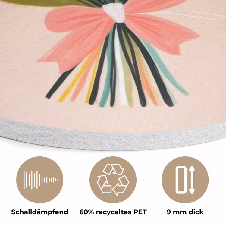 Boeket - Strikje - Kaartje - Quote Akoestische PET Vilt - Rond klein -closeup_DE