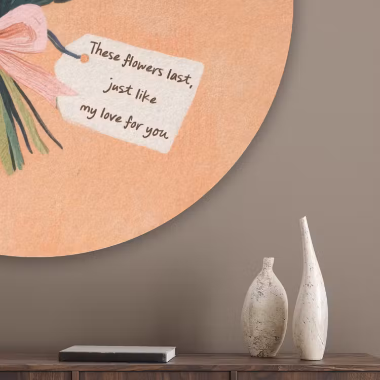 Boeket - Strikje - Quote Akoestische PET Vilt - Rond klein -sfeer5_closeup