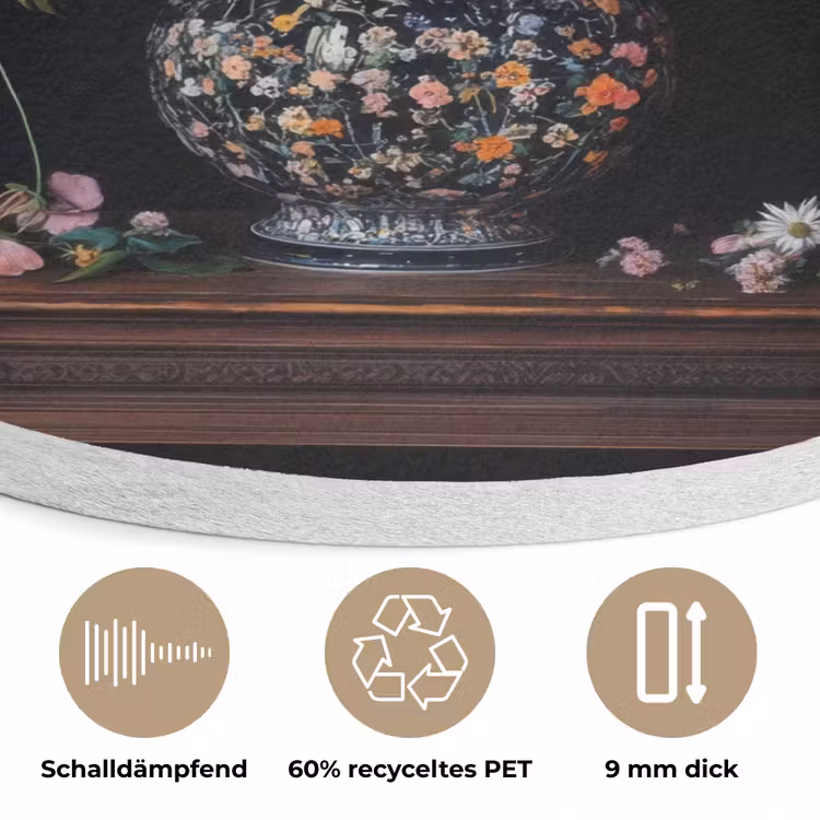 Bloemenvaas - Hout - Bloemen - Boeket Akoestische PET Vilt - Rond klein -closeup_DE
