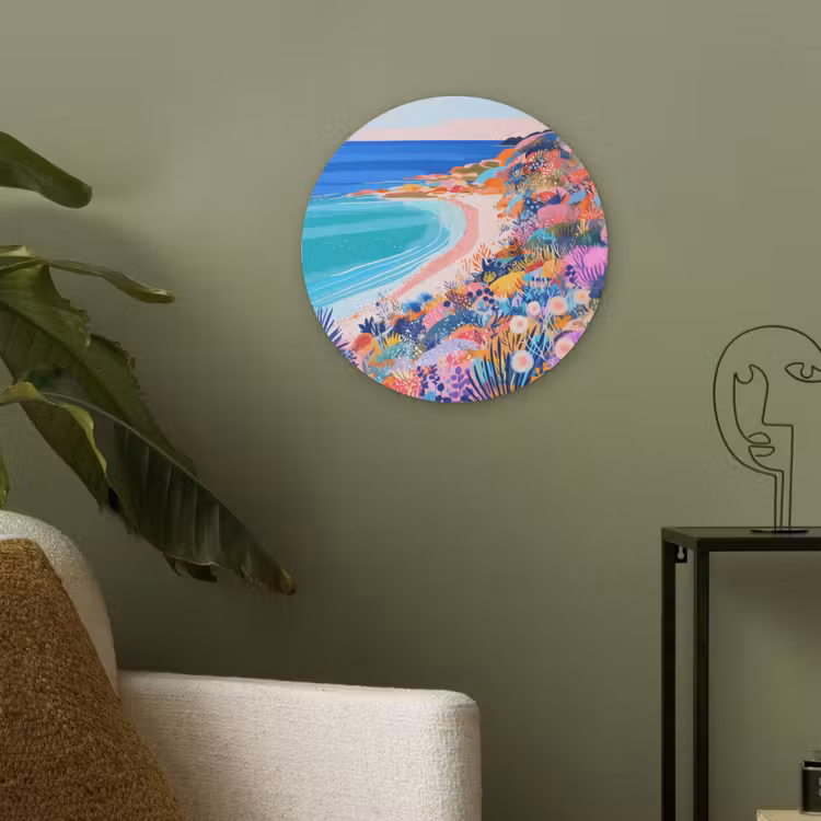 Bloemenweide - Zee - Zomers Akoestische PET Vilt - Rond klein -sfeer2