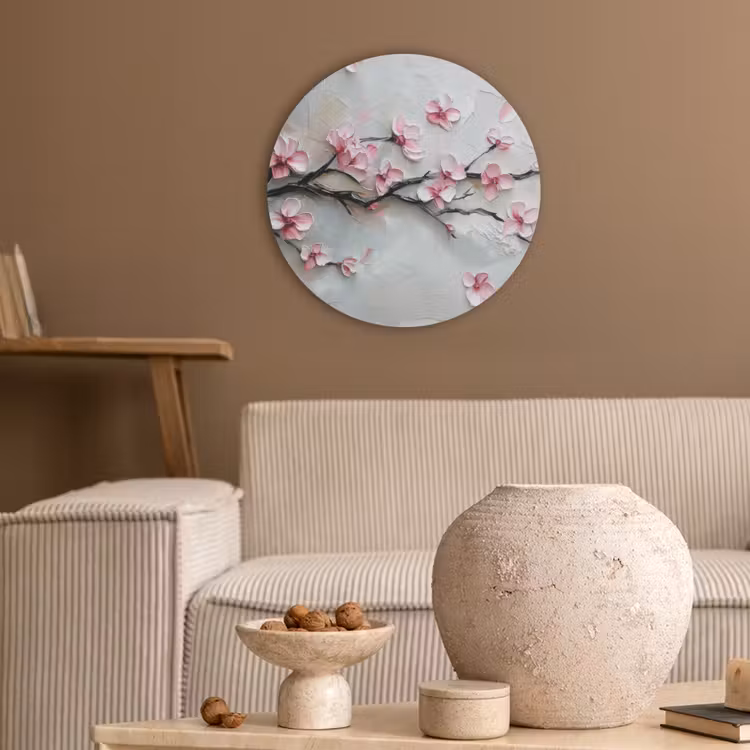 Bloesem - Kunstzinnig - Roze - Sakura Akoestische PET Vilt - Rond klein -sfeer1