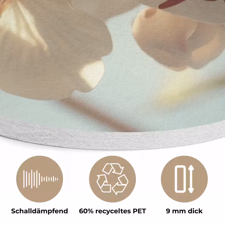 Bloesems - Zonlicht - Quote - Wit Akoestische PET Vilt - Rond klein -closeup_DE