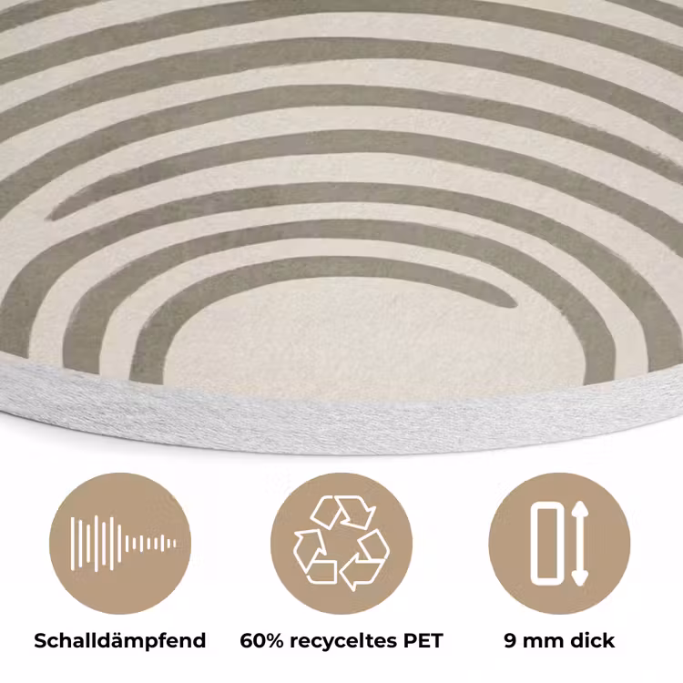 Bogen - Lijnen - Oranje - Minimalistisch Akoestische PET Vilt - Rond klein -closeup_DE