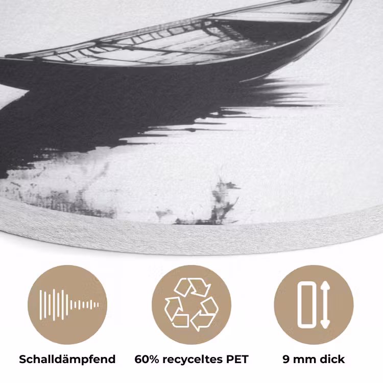 Boot - Rivier - Bamboe - Wit Akoestische PET Vilt - Rond klein -closeup_DE