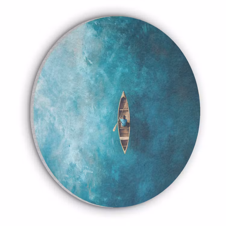 Bootje - Water - Blauw Akoestische PET Vilt - Rond klein -3d