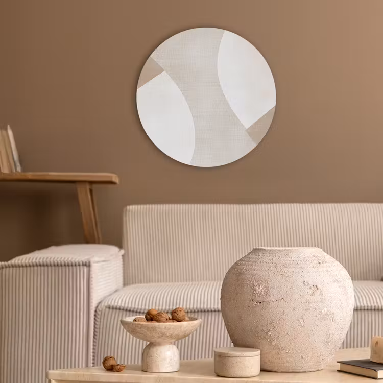 Bruin - Japandi - Abstract Akoestische PET Vilt - Rond klein -sfeer1