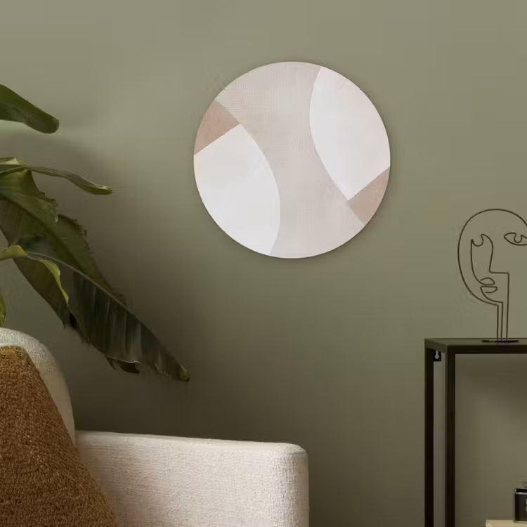 Bruin - Japandi - Abstract Akoestische PET Vilt - Rond klein -sfeer2