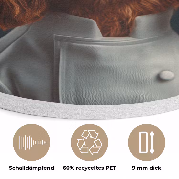 Bruin - Kok - Hondje Akoestische PET Vilt - Rond klein -closeup_DE