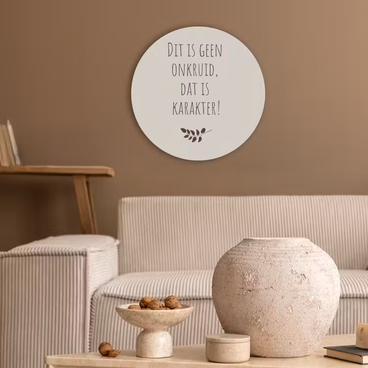 Bruin - Minimalistisch - Quote - Zomer Akoestische PET Vilt - Rond klein -sfeer1
