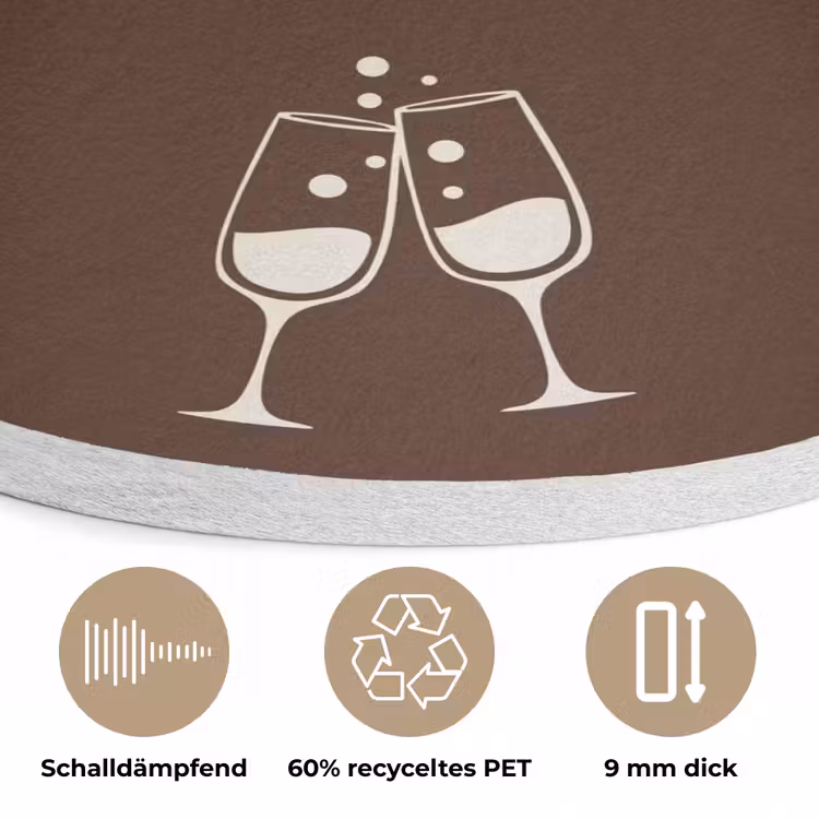 Bruin - Zomer - Quote - Drinken Akoestische PET Vilt - Rond klein -closeup_DE