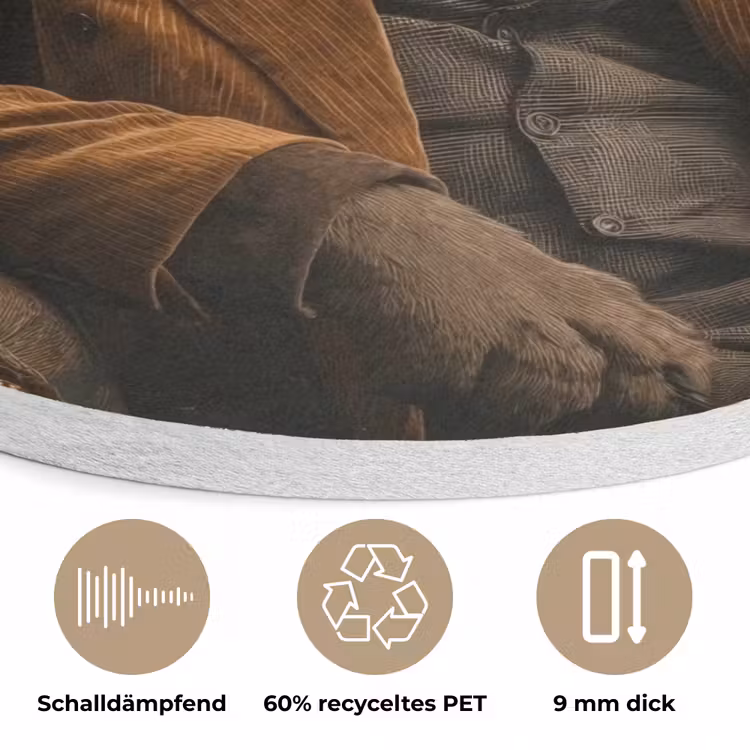 Bril - Leeuw - Bank - Hoed Akoestische PET Vilt - Rond klein -closeup_DE
