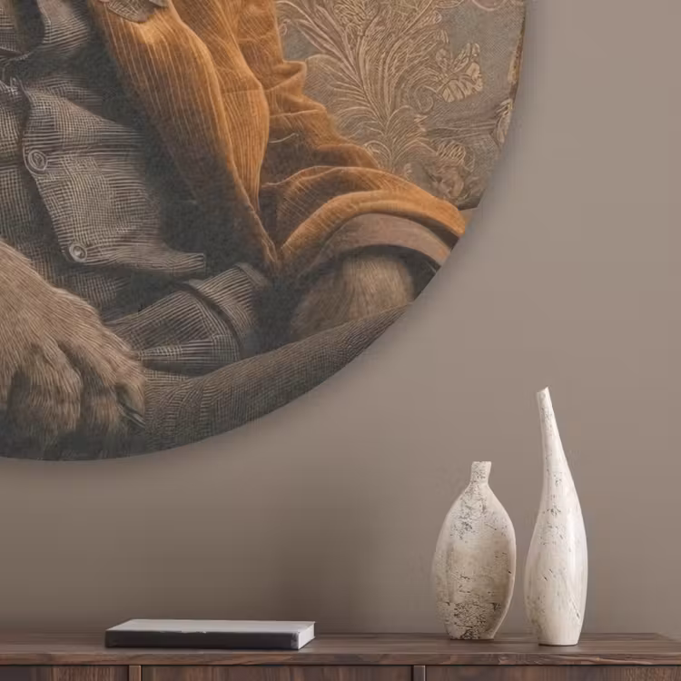Bril - Leeuw - Bank - Hoed Akoestische PET Vilt - Rond klein -sfeer5_closeup