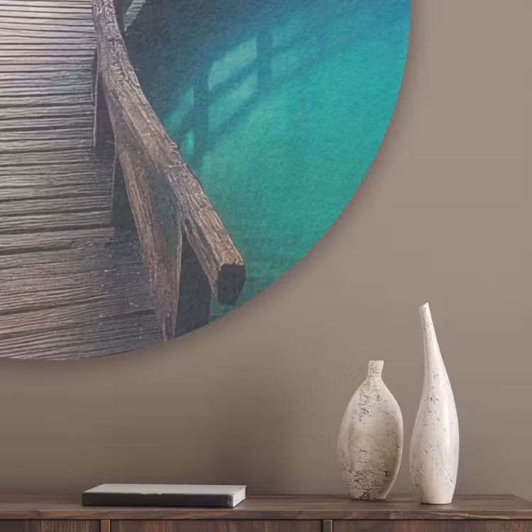 Brug - Water - Rivier - Bos Akoestische PET Vilt - Rond klein -sfeer5_closeup