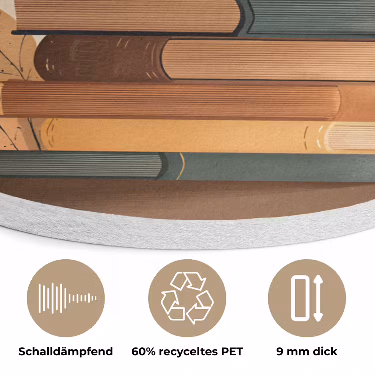 Boeken - Toren - Koffie - Beige Akoestische PET Vilt - Rond klein -closeup_DE