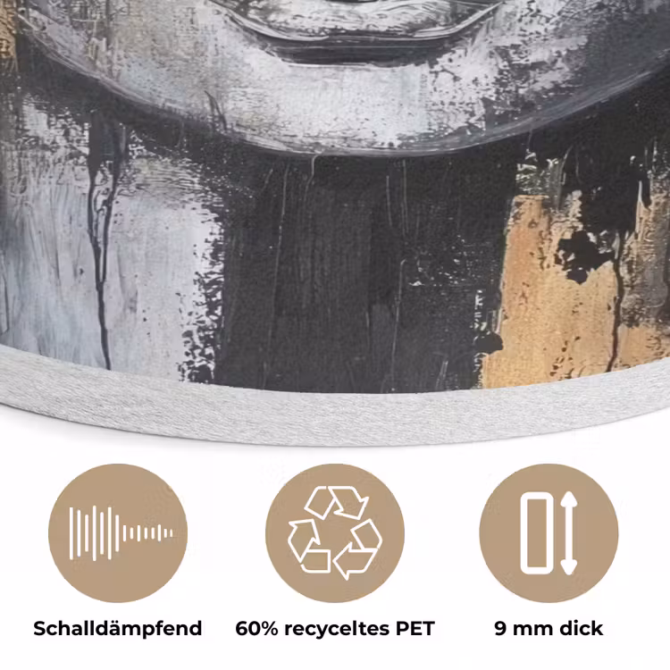 Boedhha - Penseelstreken - Goud - Abstract Akoestische PET Vilt - Rond klein -closeup_DE