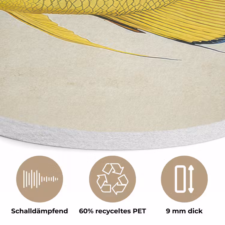 Kleurrijk - Vis - Schubben - Illustratie Akoestische PET Vilt - Rond klein -closeup_DE