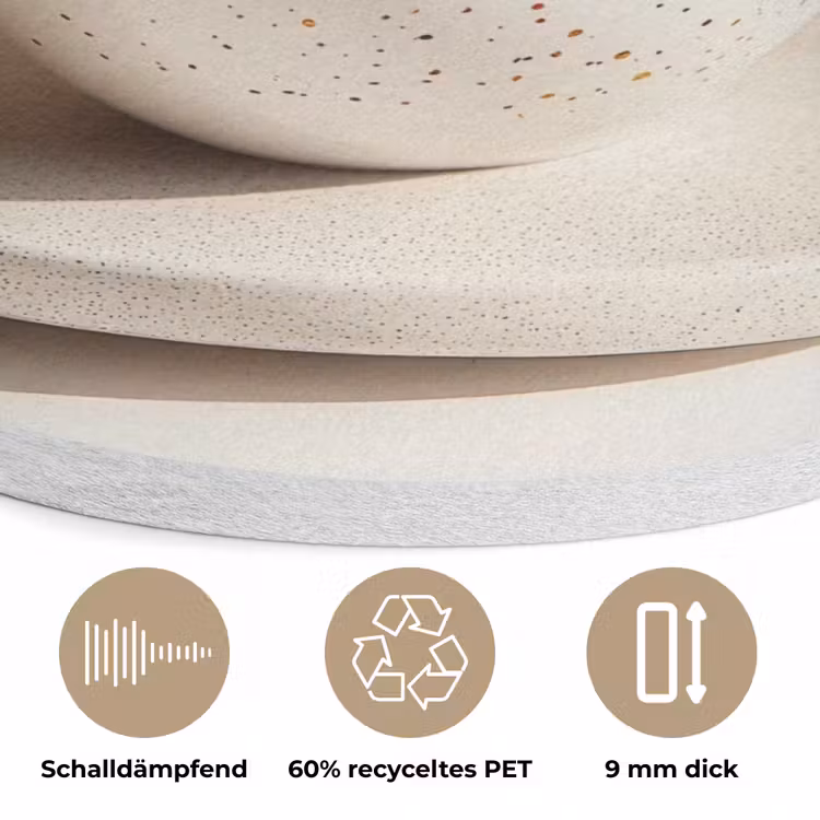 Cappuccino - Schuim - Schotel - Beige Akoestische PET Vilt - Rond klein -closeup_DE