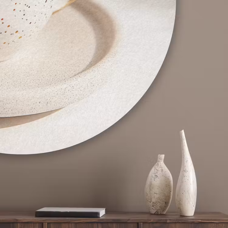 Cappuccino - Schuim - Schotel - Beige Akoestische PET Vilt - Rond klein -sfeer5_closeup