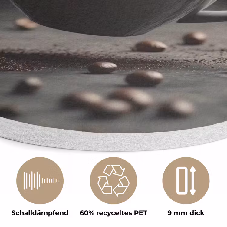 Cappuccino - Kop - Bonen - Bruin Akoestische PET Vilt - Rond klein -closeup_DE