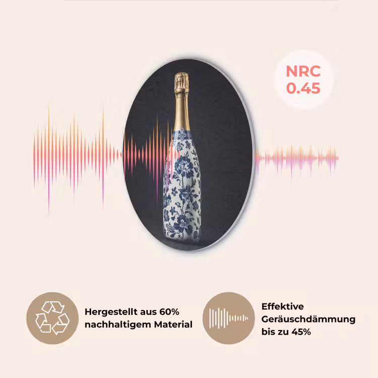 Champagne - Bloemen - Goud - Chique Akoestische PET Vilt - Rond klein -USP_DE
