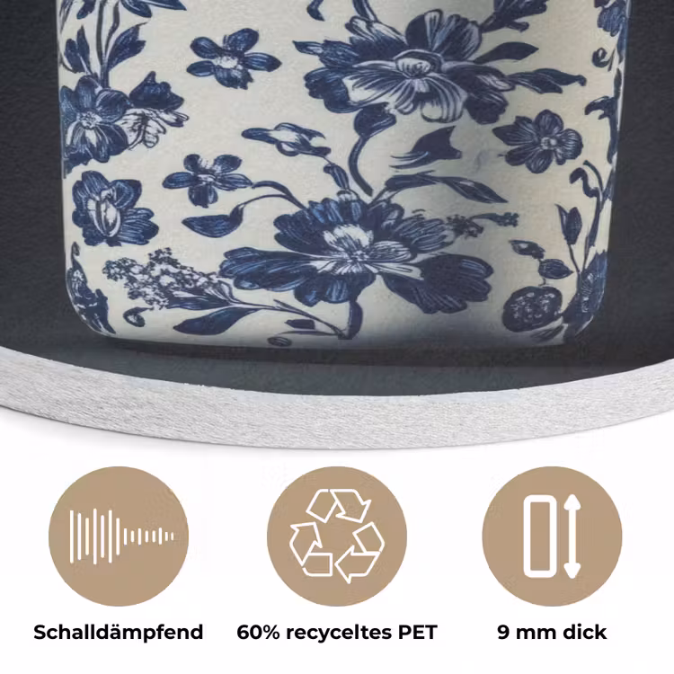 Champagne - Bloemen - Goud - Chique Akoestische PET Vilt - Rond klein -closeup_DE