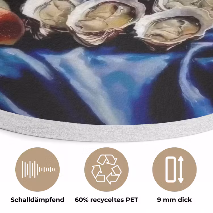 Champagne - Luxe - Oesters Akoestische PET Vilt - Rond klein -closeup_DE
