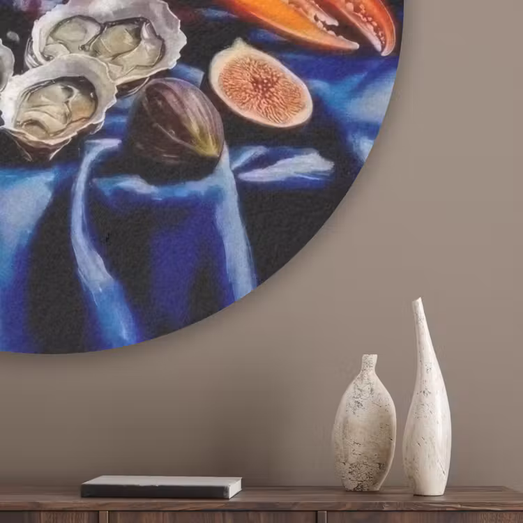 Champagne - Luxe - Oesters Akoestische PET Vilt - Rond klein -sfeer5_closeup