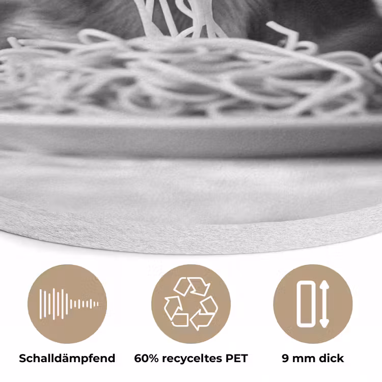 Chihuahua - Hond - Zonnebril - Humoristisch - Zwart - Wit - Spaghetti Akoestische PET Vilt - Rond klein -closeup_DE