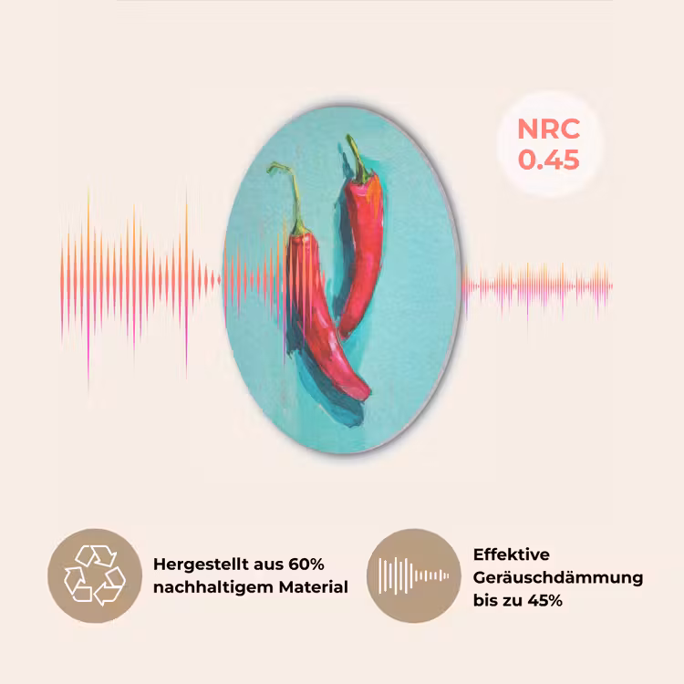 Chilipepers - Geverfd - Rood Akoestische PET Vilt - Rond klein -USP_DE