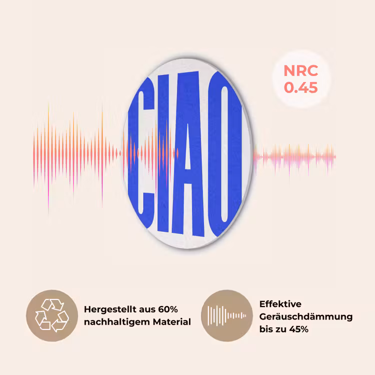 Ciao - Hoofdletters - Blauw - Minimalistisch Akoestische PET Vilt - Rond klein -USP_DE
