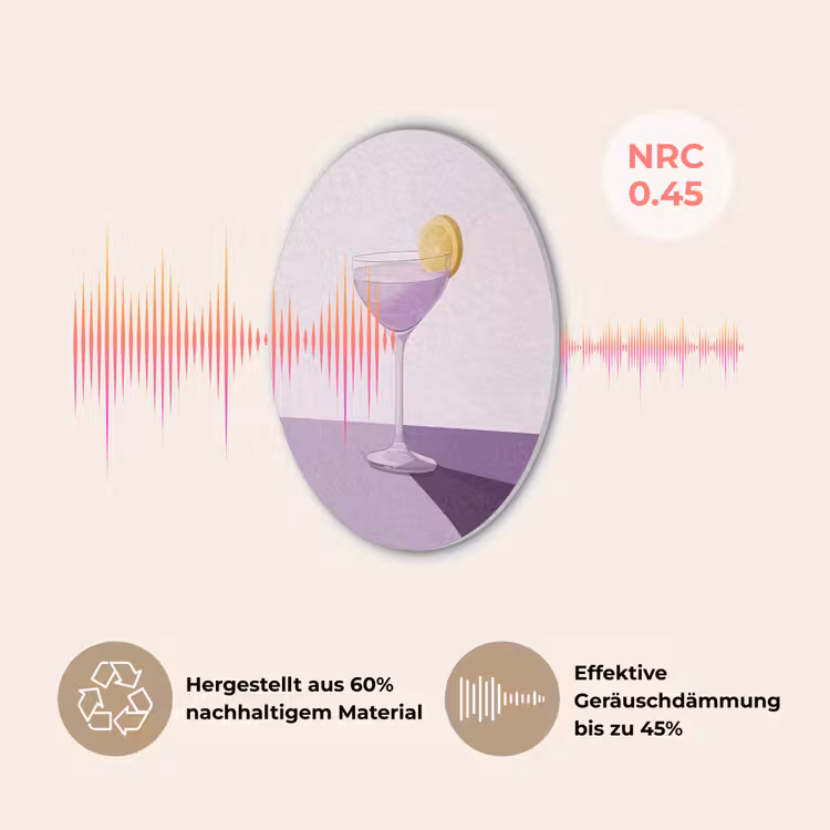 Cocktail - Paars - Minimalistisch - Citroen Akoestische PET Vilt - Rond klein -USP_DE