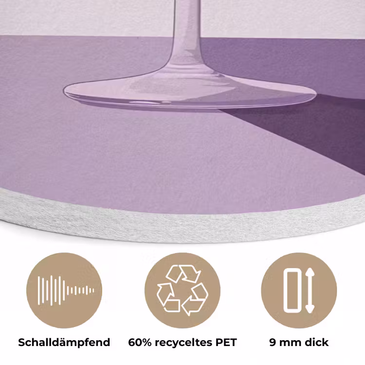 Cocktail - Paars - Minimalistisch - Citroen Akoestische PET Vilt - Rond klein -closeup_DE