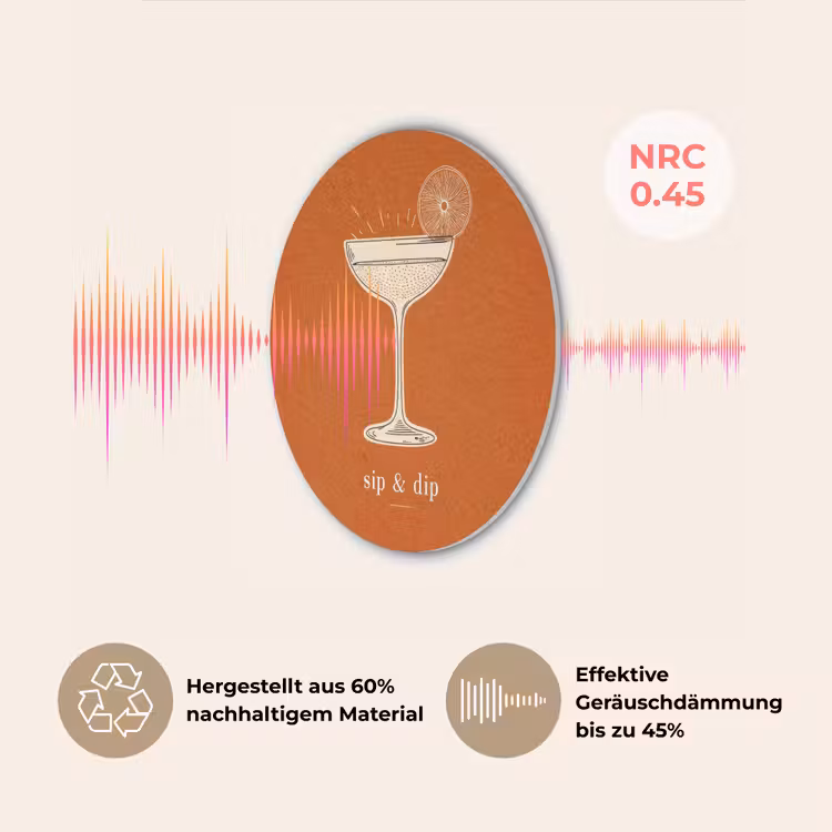 Cocktail - Oranje - Zomer - Quote Akoestische PET Vilt - Rond klein -USP_DE