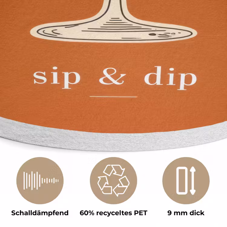 Cocktail - Oranje - Zomer - Quote Akoestische PET Vilt - Rond klein -closeup_DE