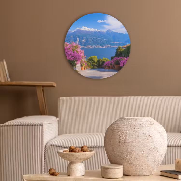 Lake Como - Italië - Landschap Akoestische PET Vilt - Rond klein -sfeer1