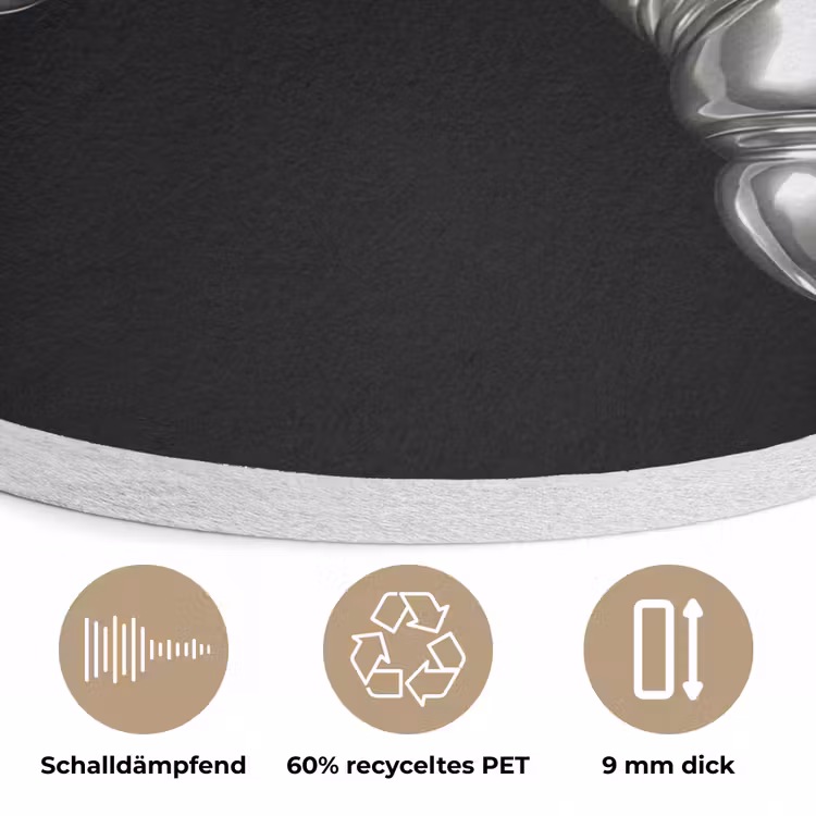 Croissant - Metaal - Zilver Akoestische PET Vilt - Rond klein -closeup_DE