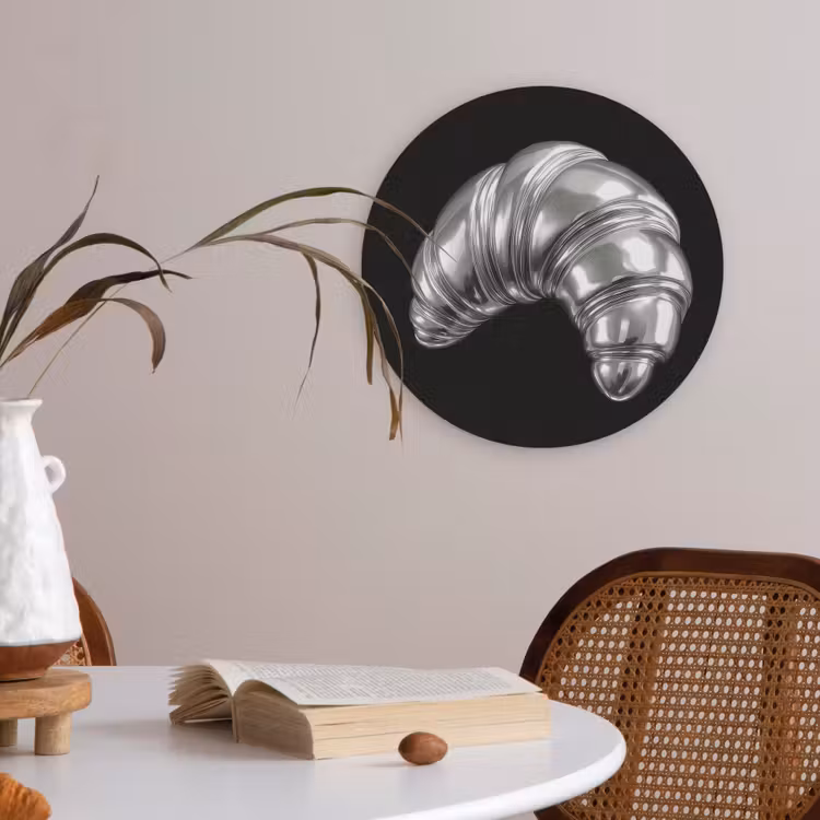 Croissant - Metaal - Zilver Akoestische PET Vilt - Rond klein -sfeer3