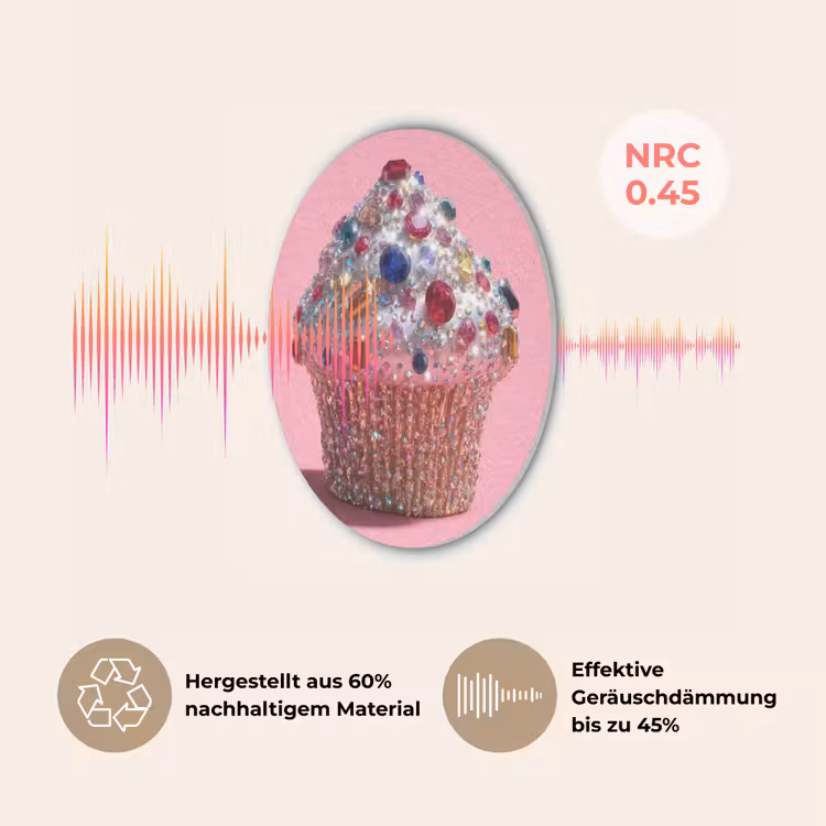 Cupcake - Kleurrijk - Edelstenen Akoestische PET Vilt - Rond klein -USP_DE