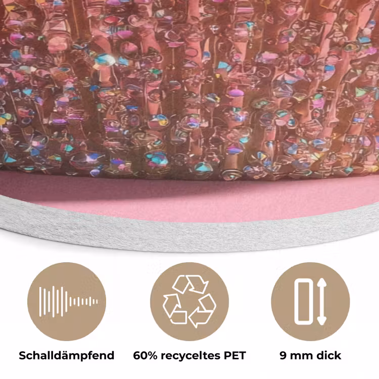 Cupcake - Kleurrijk - Edelstenen Akoestische PET Vilt - Rond klein -closeup_DE