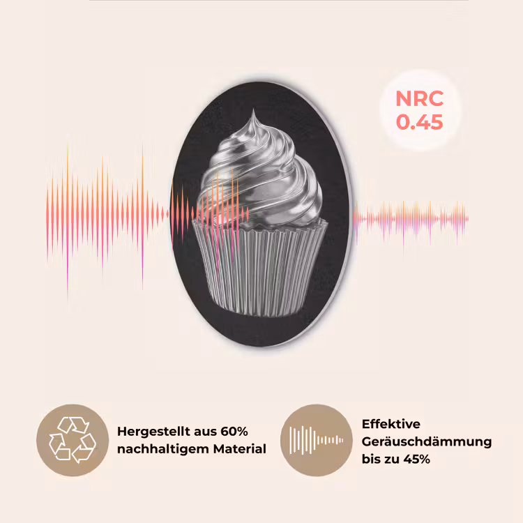 Cupcake - Luxueus - Zilver Akoestische PET Vilt - Rond klein -USP_DE