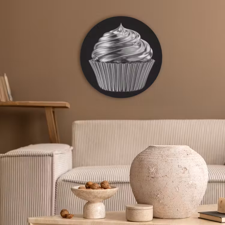 Cupcake - Luxueus - Zilver Akoestische PET Vilt - Rond klein -sfeer1