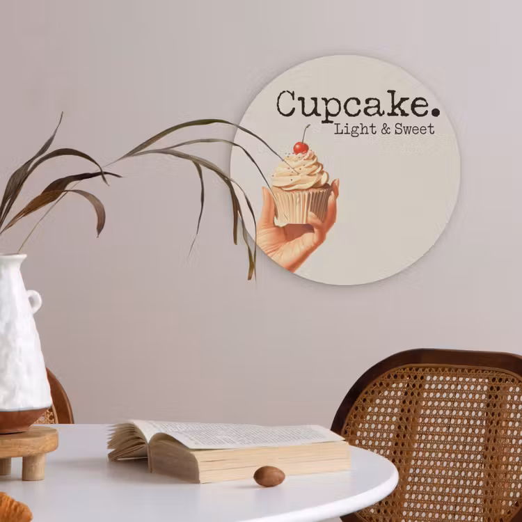 Cupcake - Zoet - Kers Akoestische PET Vilt - Rond klein -sfeer3