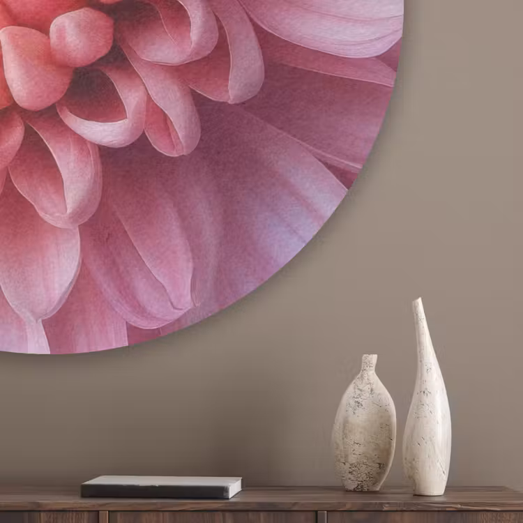 Dahlia - Bloem - Close up - Roze Akoestische PET Vilt - Rond klein -sfeer5_closeup