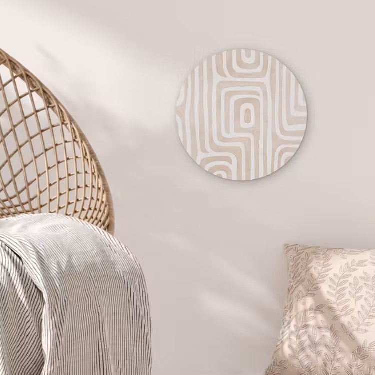 Decoratief - Labyrint - Beige Akoestische PET Vilt - Rond klein -sfeer4