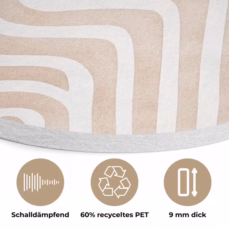 Decoratief - Labyrint - Beige Akoestische PET Vilt - Rond klein -closeup_DE