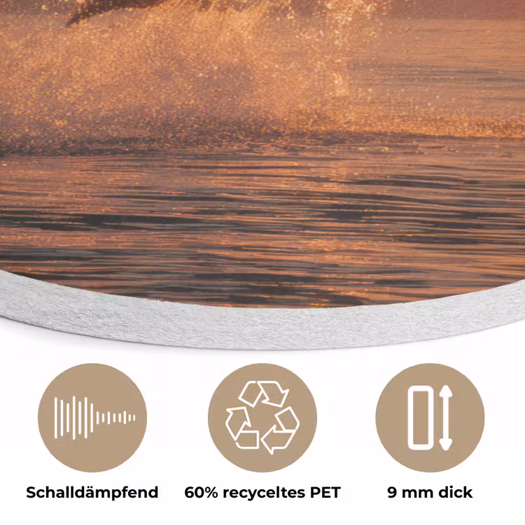 Dolfijnen - Zee - Realistisch Akoestische PET Vilt - Rond klein -closeup_DE