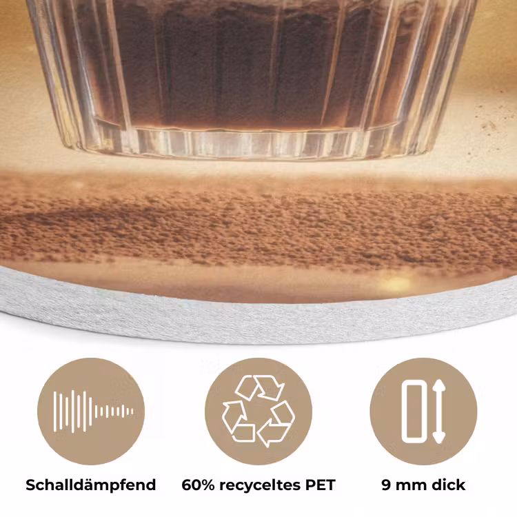 Dessert - Chocolade - Zoet - Eten Akoestische PET Vilt - Rond klein -closeup_DE