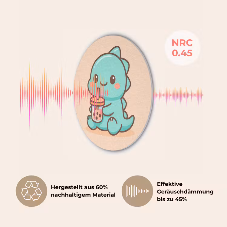 Dino - Boba - kawaii - Oranje Akoestische PET Vilt - Rond klein -USP_DE
